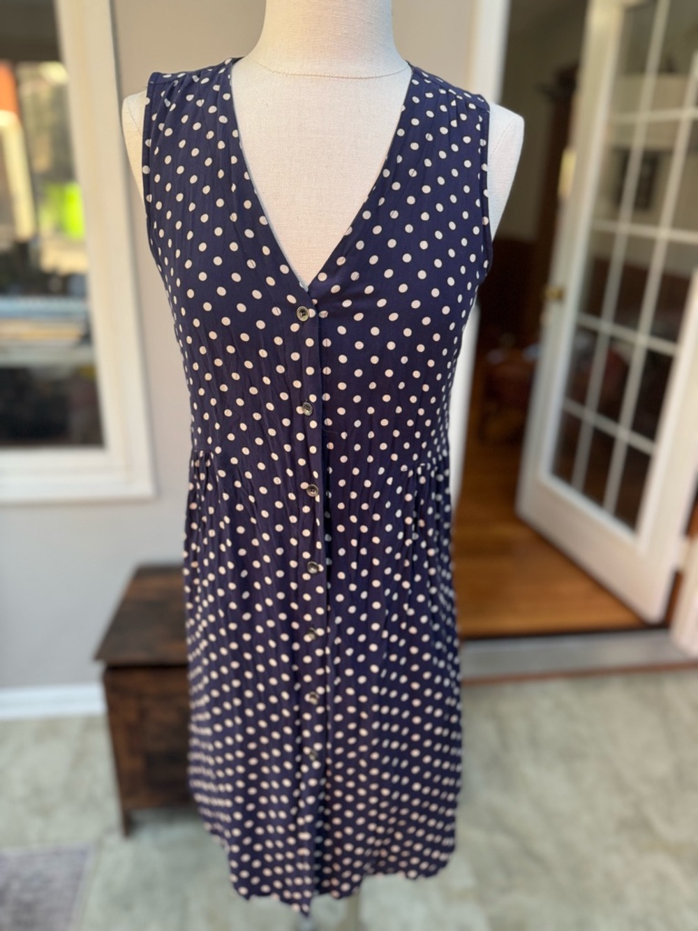 Madewell “Odette” Silk Polka Dot Mini Dress – Navy/White – Size S 💙